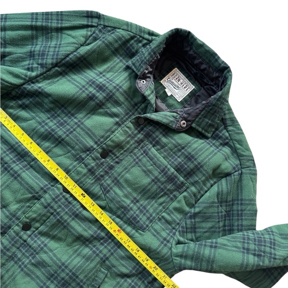 Born Here Genuine Flannel Lined Jacket Shacket Men Medium Green Plaid Quilted - Picture 3 of 6